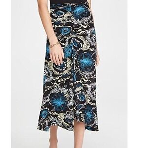 A.L.C. Mabelle Printed Ruched Silk-Blend Midi Skirt - Size 6